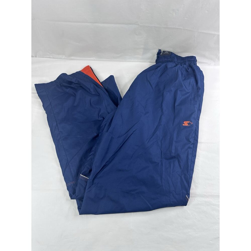 Starter Pants Men's Med Blue Nylon Windbreaker Zippered Elastic Track Joggers